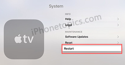 Apple TV 4K restart option