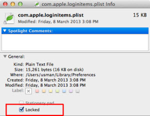 Apple login items plist