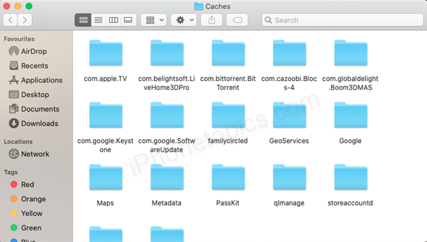 delete caches on your Mac