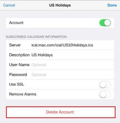 delete us holidays calendar from iphone ipad4