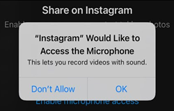 Instagram access microphone
