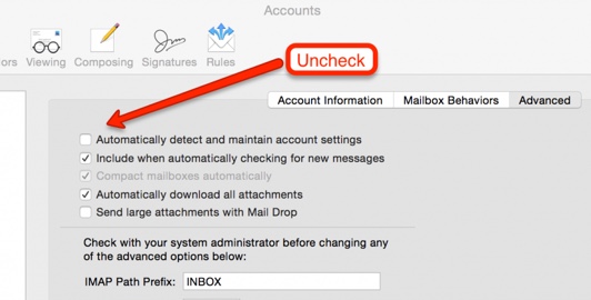 Mac mail automatically detect account settings
