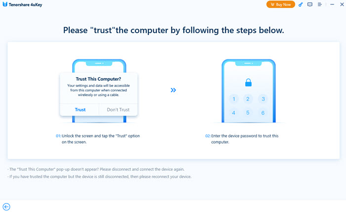 Tenorshare 4uKey trust this computer