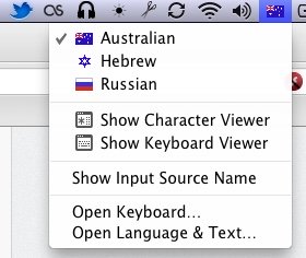 change keyboard language OS X Mountain Lion