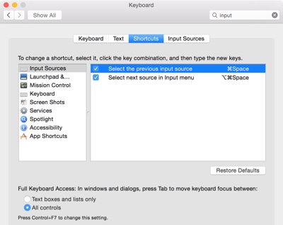 Change the keyboard language in Mac